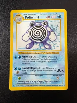 Pokemon WOTC 1999 Base Set Shadowless Poliwhirl Rare Vintage Pokemon Card NM - Image 1