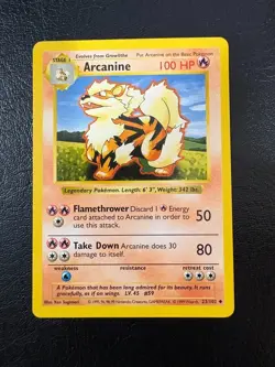 Pokemon WOTC 1999 Base Set Shadowless Arcanine Rare Vintage Pokemon Card NM - Image 1