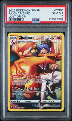 2022 POKEMON SWORD & SHIELD LOST ORIGIN #TG03 FULL ART/CHARIZARD PSA 10 - Image 1