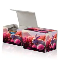 for MTG Commander Deck Box,Card Deck Box for Trading Yugioh White Bunny Pink - Image 1