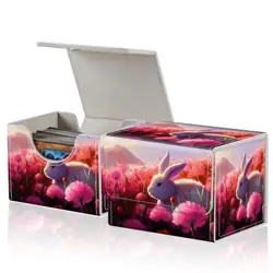 for MTG Commander Deck Box,Card Deck Box for Trading Yugioh White Bunny Pink - Image 2