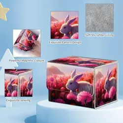 for MTG Commander Deck Box,Card Deck Box for Trading Yugioh White Bunny Pink - Image 3
