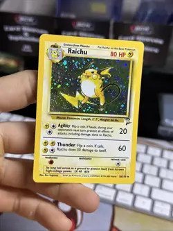 #5 Raichu 16/130 Base Set 2 2000 Holo Rare SWIRL WOTC Pokemon Card TCG - Image 3