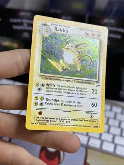 #5 Raichu 16/130 Base Set 2 2000 Holo Rare SWIRL WOTC Pokemon Card TCG - Image 5