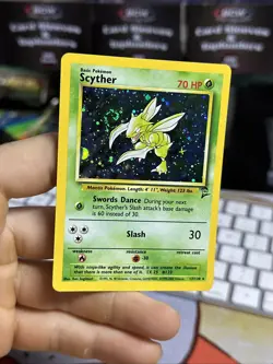 #3 Scyther 17/130 Base Set 2 2000 Holo Rare SWIRL WOTC Pokemon Card TCG - Image 3