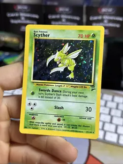 #3 Scyther 17/130 Base Set 2 2000 Holo Rare SWIRL WOTC Pokemon Card TCG - Image 4