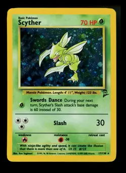 #4 Scyther 17/130 Base Set 2 2000 Holo Rare WOTC Pokemon Card TCG - Image 1