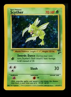 #5 Scyther 17/130 Base Set 2 2000 Holo Rare SWIRL WOTC Pokemon Card TCG - Image 1