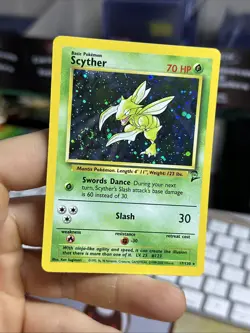 #5 Scyther 17/130 Base Set 2 2000 Holo Rare SWIRL WOTC Pokemon Card TCG - Image 3