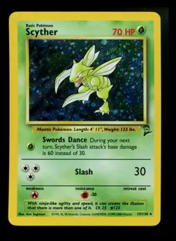#6 Scyther 17/130 Base Set 2 2000 Holo Rare SWIRL WOTC Pokemon Card TCG - Image 1