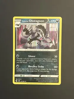 Galarian Obstagoon 161/264 Fusion Strike Sword Shield Holo Rare Pokemon Card - Image 1