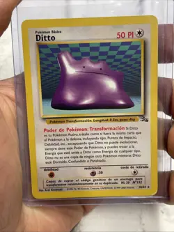 Pokemon: Ditto (Spanish) - Fossil Set 3/62 - Rare Non-Holo LP Nintendo Card TCG - Image 1