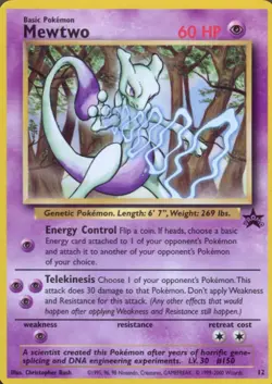Mewtwo 12 Black Star Promo Rare Regular Vintage Card WOTC TCG - Free Shipping - Image 1