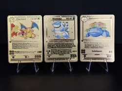 Gold Metal Pokemon Card Charizard, Blastoise, Venusaur - Lot Of Three - Image 1