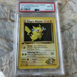 2000 Pokemon Gym Heroes Lt. Surges Pikachu 1st Edition #81 Nm Mint PSA 8 - Image 2