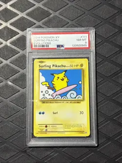 2016 Pokemon XY Evolutions Surfing Pikachu #111/108 PSA 8 - Image 1
