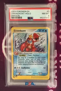 2003 POKEMON EX DRAGON #3 CRAWDAUNT-HOLO DRAGON PSA 8 NM-MT - Image 1