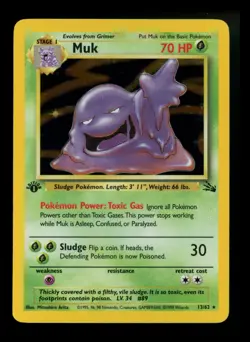 1st Edition Muk 13/62 Fossil 1999 Holo Rare WOTC Pokemon Card TCG - Image 1