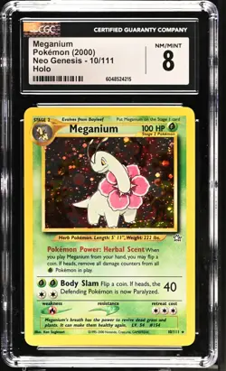 Pokemon Neo Genesis MEGANIUM Holo CGC 8 (4215) Graded Power - Image 1