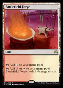 Battlefield Forge - Foil Magic mtg Moderate Play, English Magic Origins x1 - Image 1