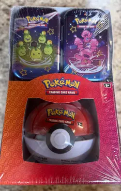Pokemon Scarlet Violet Paldean Fates 3 Pack 2 Mini Tins 1 Pokeball Sam's Box NEW - Image 1