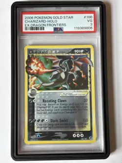 Pokemon Charizard Gold Star #100 Pokemon Dragon Frontiers PSA 3 - Image 1