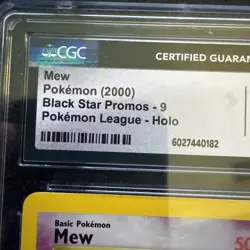 Pokemon Black Star Promo Pokemon League Holo Mew #9 CGC Gem Mint 10 2000 - Image 2