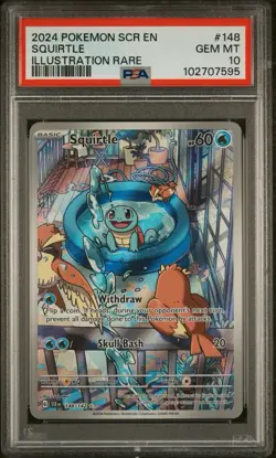 2024 Pokemon Scr En-Stellar Crown #148 Squirtle Illustration Rare PSA 10 - Image 1