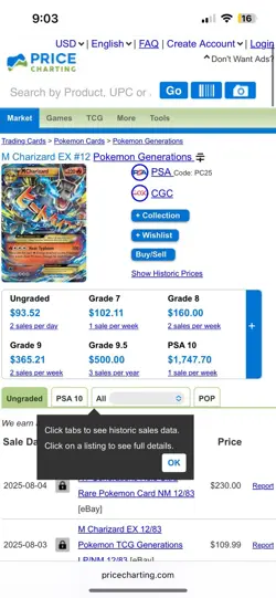 Pokemon Mega-Charizard-EX Holo Rare TCG Card Generations 12/83 - Image 3