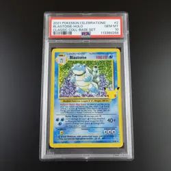 PSA 10 Blastoise 2/102 Celebrations Classic Collection Holo Graded Pokemon Card - Image 1
