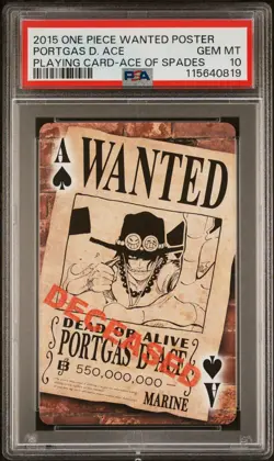 2015 One Piece Wanted Poster Playing Card Portgas D. Ace PSA 10 - Image 1