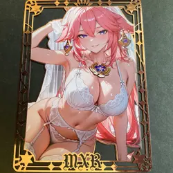 Goddess Story Gold METAL Card - Maiden Party - Serial Number #/100! Yae Miko - Image 1