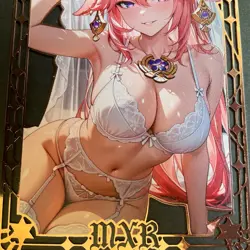Goddess Story Gold METAL Card - Maiden Party - Serial Number #/100! Yae Miko - Image 3