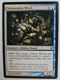 MTG Magic The Gathering Card Mistmeadow Witch Creature Kithkin Wizard White Blue - Image 1