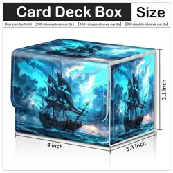 Card Deck Box for MTG Trading Cards with Magnetic Blue Pirate Ship - Image 3