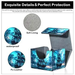 Card Deck Box for MTG Trading Cards with Magnetic Blue Pirate Ship - Image 4