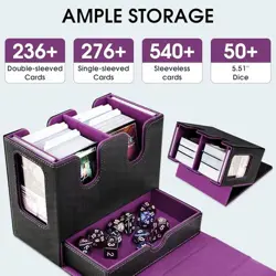 Deck Box MTG with Handle, 2 Commander Displays, 3-in-1 Card Deck Box Fits 236+ - Image 4