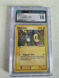 CGC 10 GEM MINT Magnemite EX Legend Maker Pokemon 59/92 2006 Card - Image 1