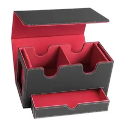 MTG Deck Box with 2 Commander Display,Commder Deck Box Fits 310+ Black Red - Image 2