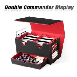 MTG Deck Box with 2 Commander Display,Commder Deck Box Fits 310+ Black Red - Image 3