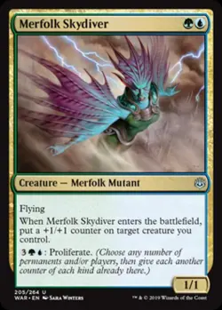 Merfolk Skydiver -Foil Light Play MTG War of the Spark - Image 1