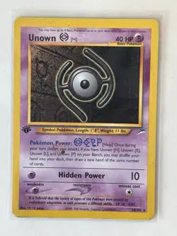 Pokemon TCG 1st Edition Unown H 28/105 Neo Destiny Vintage Card Heavily Played - Image 1