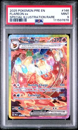 2025 POKEMON PRE EN-PRISMATIC EVOLUTIONS #146 FLAREON EX PSA 9 - Image 1