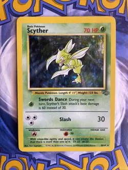 Pokemon Jungle Scyther Holo Rare Card 10/64 1999 Vintage Base Set WOTC LP - Image 1