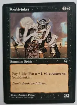 MTG Magic The Gathering Card Souldrinker Summon Spirit Black Tempest 1997 - Image 1