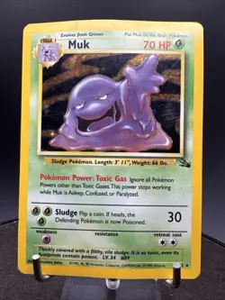 Pokemon TCG Muk (13/62) Fossil Holo Rare Card Unlimited Edition - Image 1