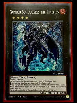 Number 60: Dugares the Timeless Super Rare 1st Edition Mint Card [RA02-EN037] - Image 1