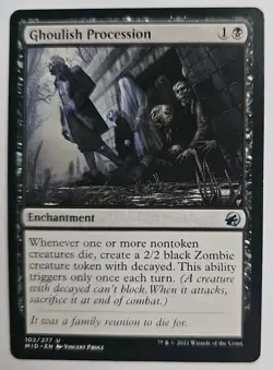 MTG Magic The Gathering Card Ghoulish Procession Enchantment Black MID 2021 - Image 1