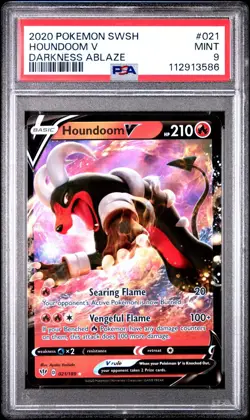 2020 Pokemon SWSH Darkness Ablaze #021 Houndoom V PSA 9 Mint - Image 1