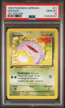 1999 Pokemon GERMAN 1st Edition Base Set Smogon-Koffing 51/102 PSA 10 GEM MINT - Image 1